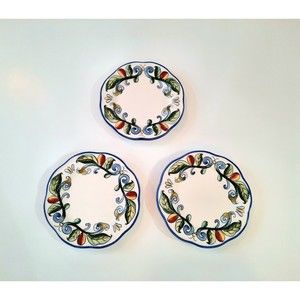 Fitz and Floyd Ricamo Motif Set of 3 Bread & Butter 6 Inch Plates